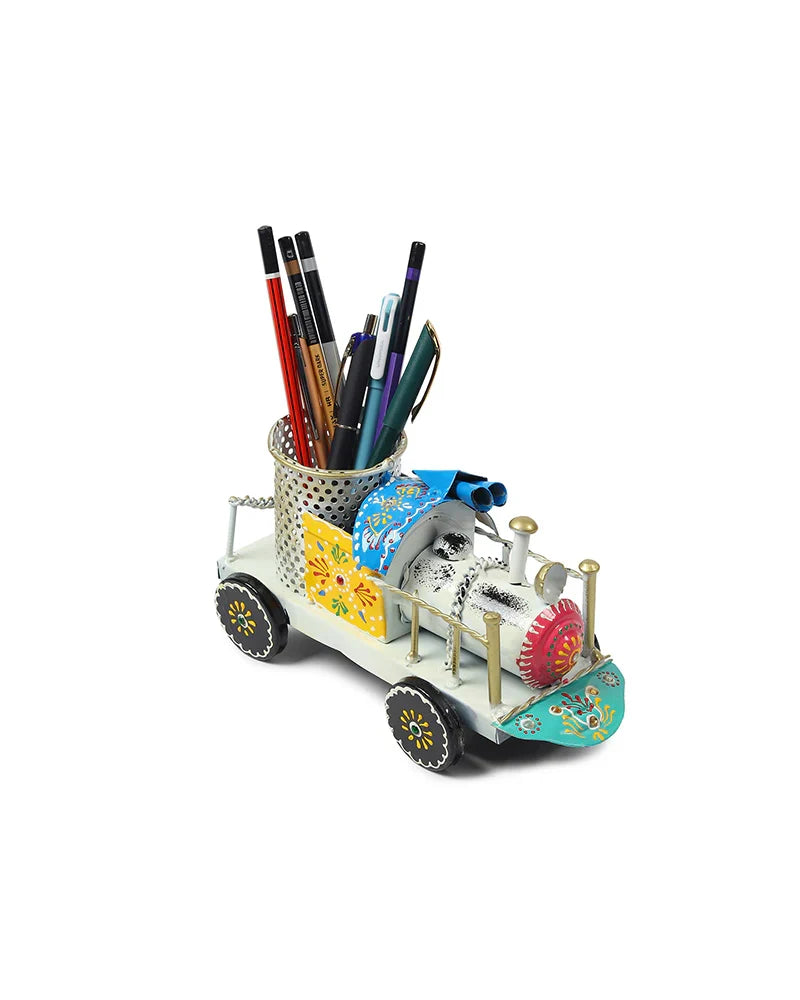 Decorative Train Engine Pen Holder for Tabletop Organiser and Office Use