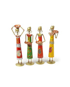 Set of 4 Metal African Tribal Tealight Holders for Decorative Home and Pooja Room