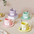 Textured Bow Cup With Plate Nestasia