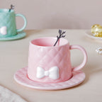 Textured Bow Cup With Plate Nestasia
