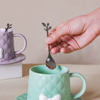 Textured Bow Cup With Plate Nestasia