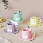 Textured Bow Cup With Plate Nestasia