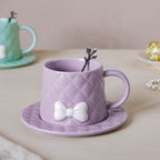 Textured Bow Cup With Plate Nestasia