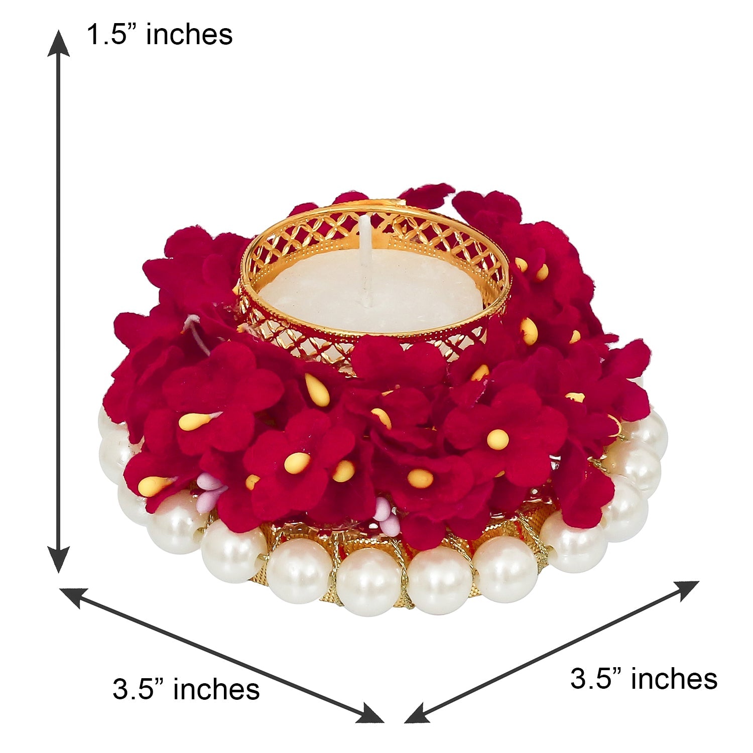 Floral and Stone Work Design Handcrafted Tea Light Holder Kafalo