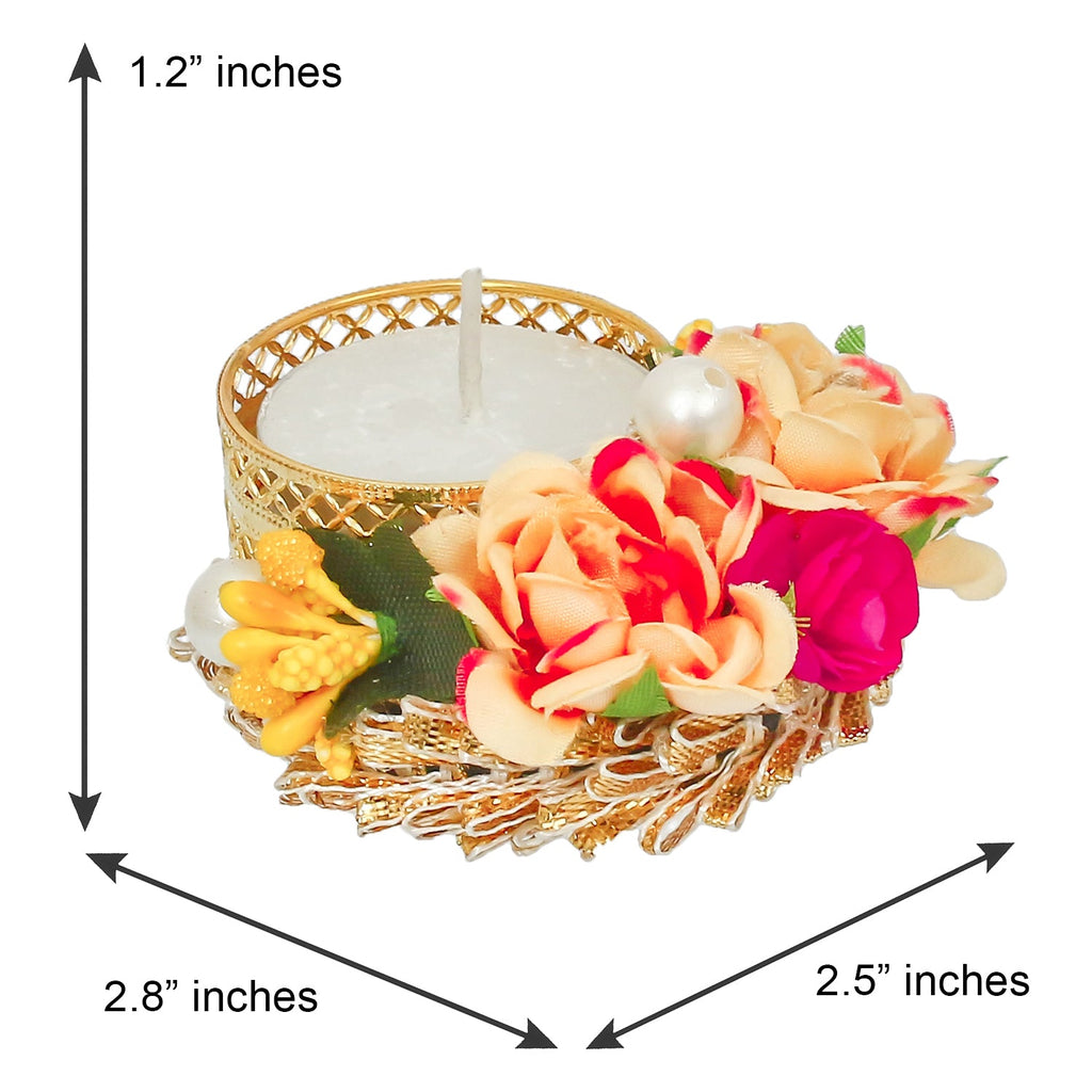Floral and Stone Work Design Handcrafted Tea Light Holder Kafalo