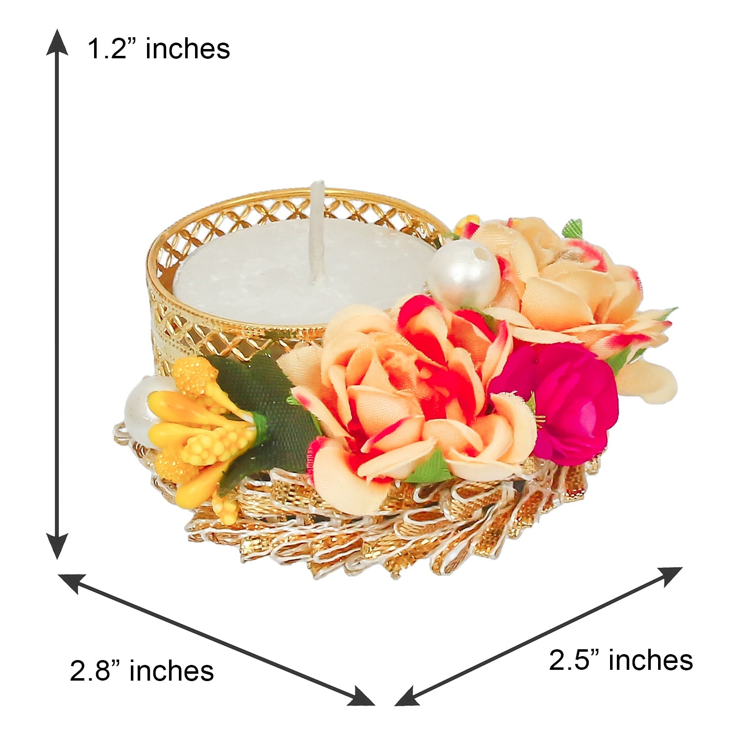 Floral and Stone Work Design Handcrafted Tea Light Holder Kafalo