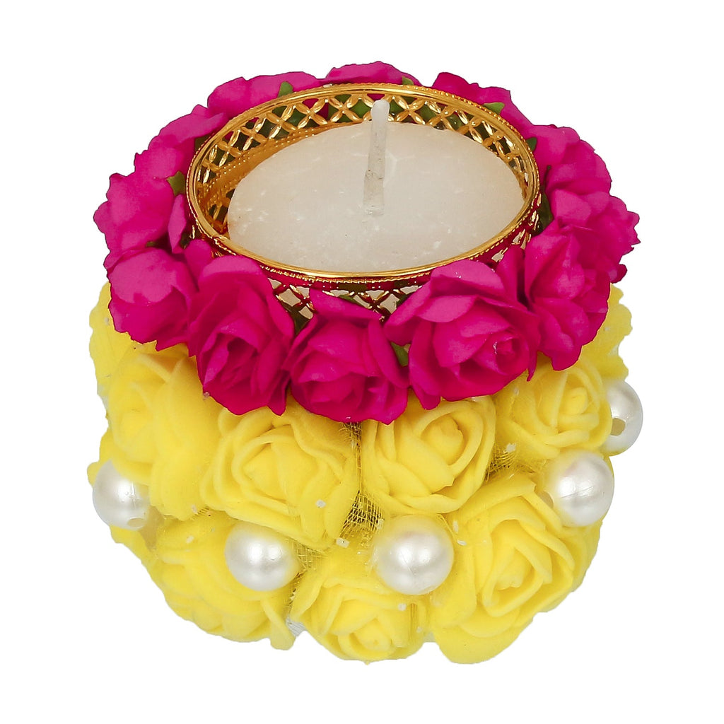 Floral and Stone Work Design Handcrafted Tea Light Holder Kafalo