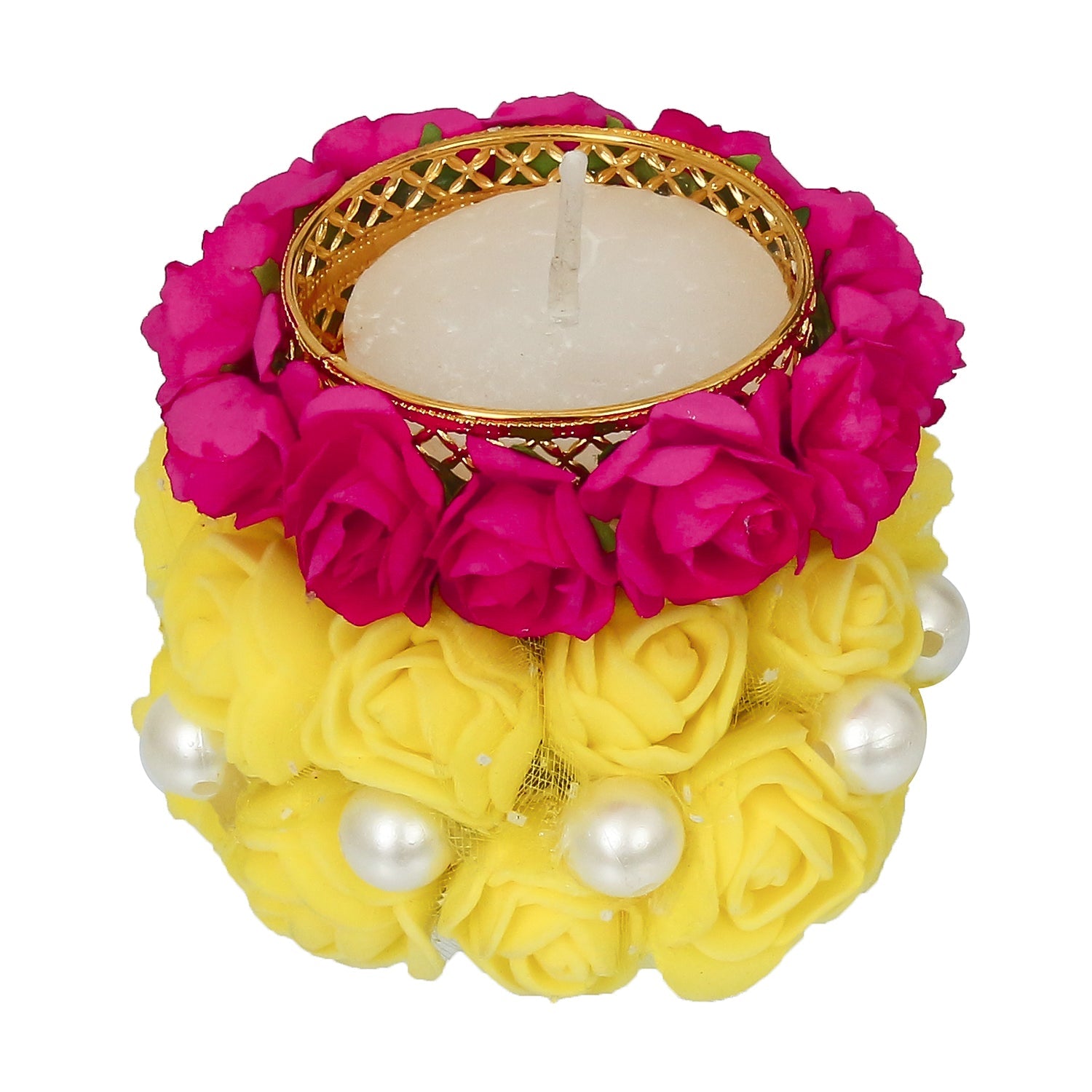 Floral and Stone Work Design Handcrafted Tea Light Holder Kafalo