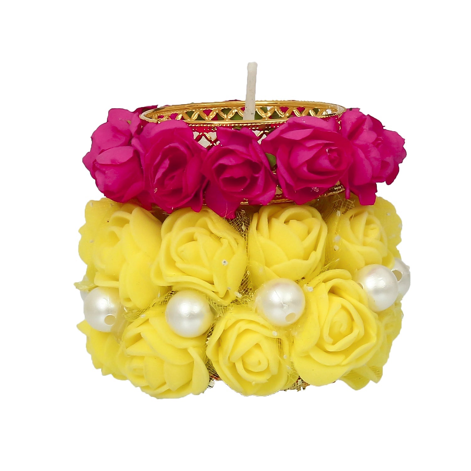 Floral and Stone Work Design Handcrafted Tea Light Holder Kafalo