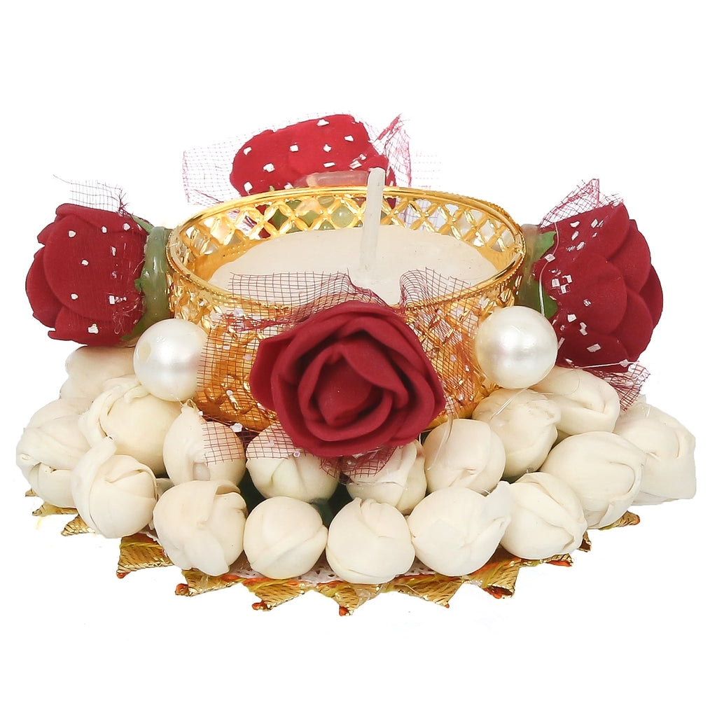 Floral and Stone Work Design Handcrafted Tea Light Holder Kafalo