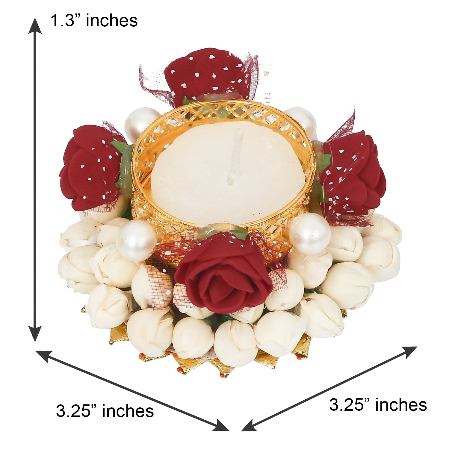 Floral and Stone Work Design Handcrafted Tea Light Holder Kafalo