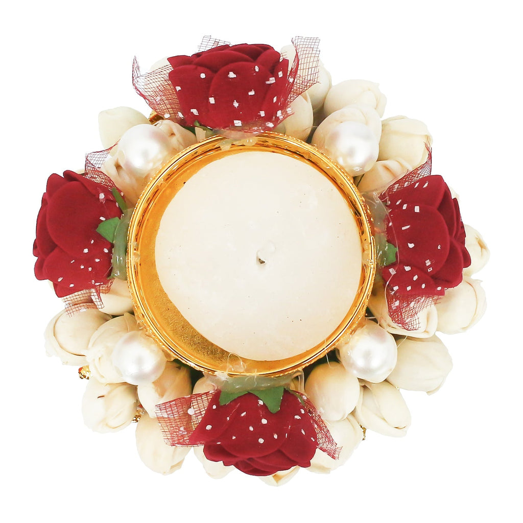 Floral and Stone Work Design Handcrafted Tea Light Holder Kafalo