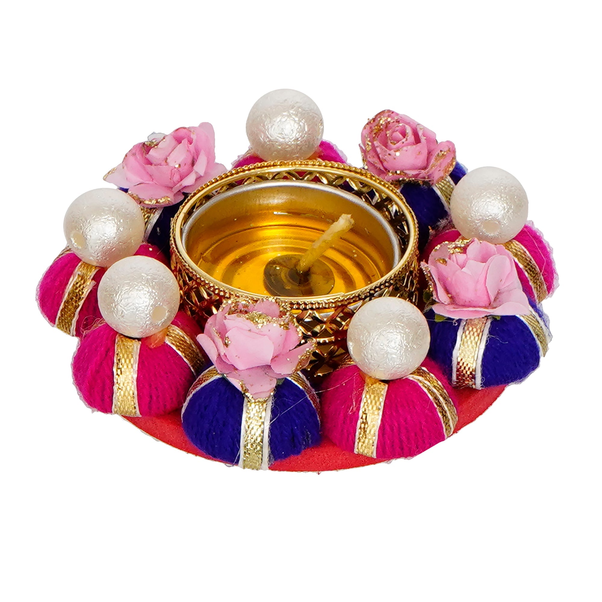Decorative Handcrafted Gota Patti Work Tea Light Holder Kafalo