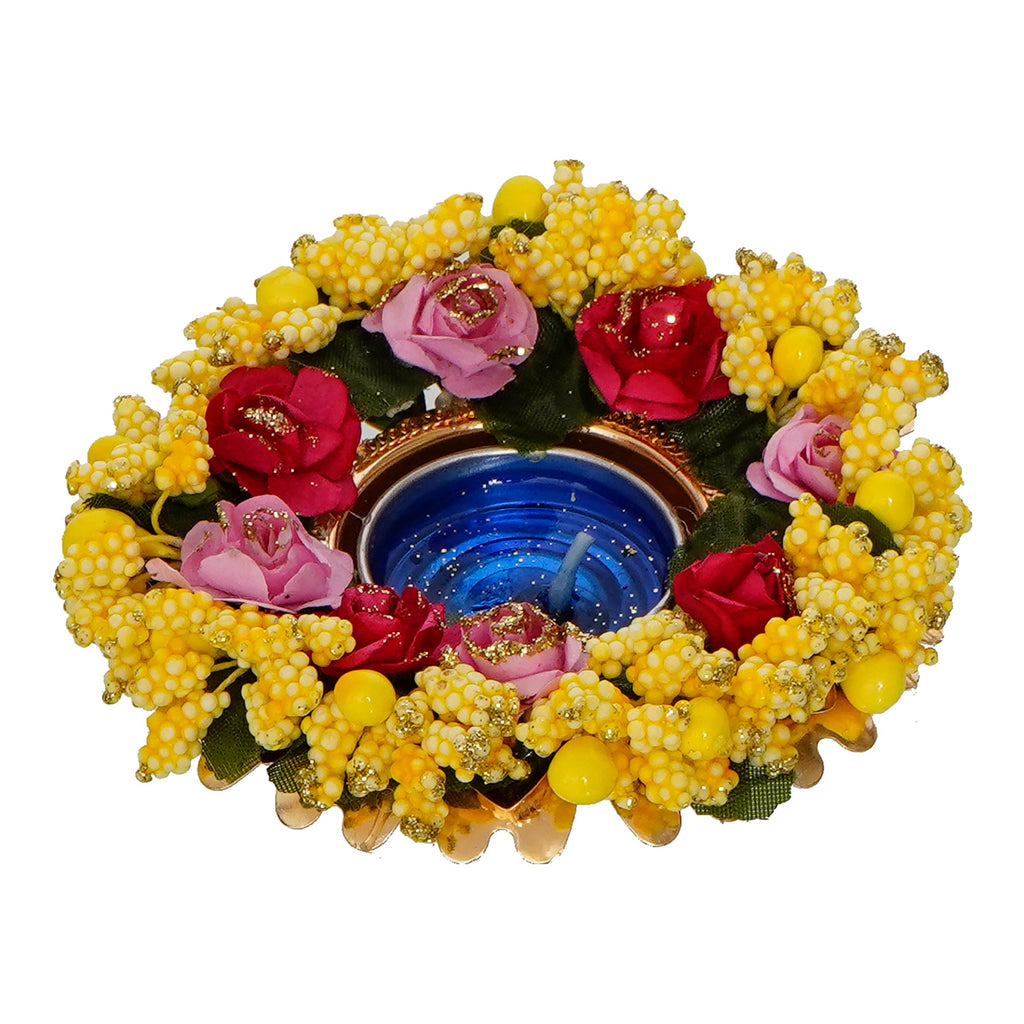 Decorative Handcrafted Yellow Floral Tea Light Holder Kafalo