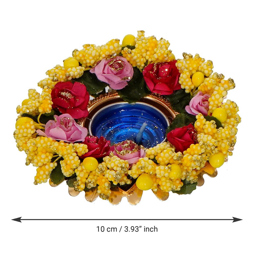 Decorative Handcrafted Yellow Floral Tea Light Holder Kafalo