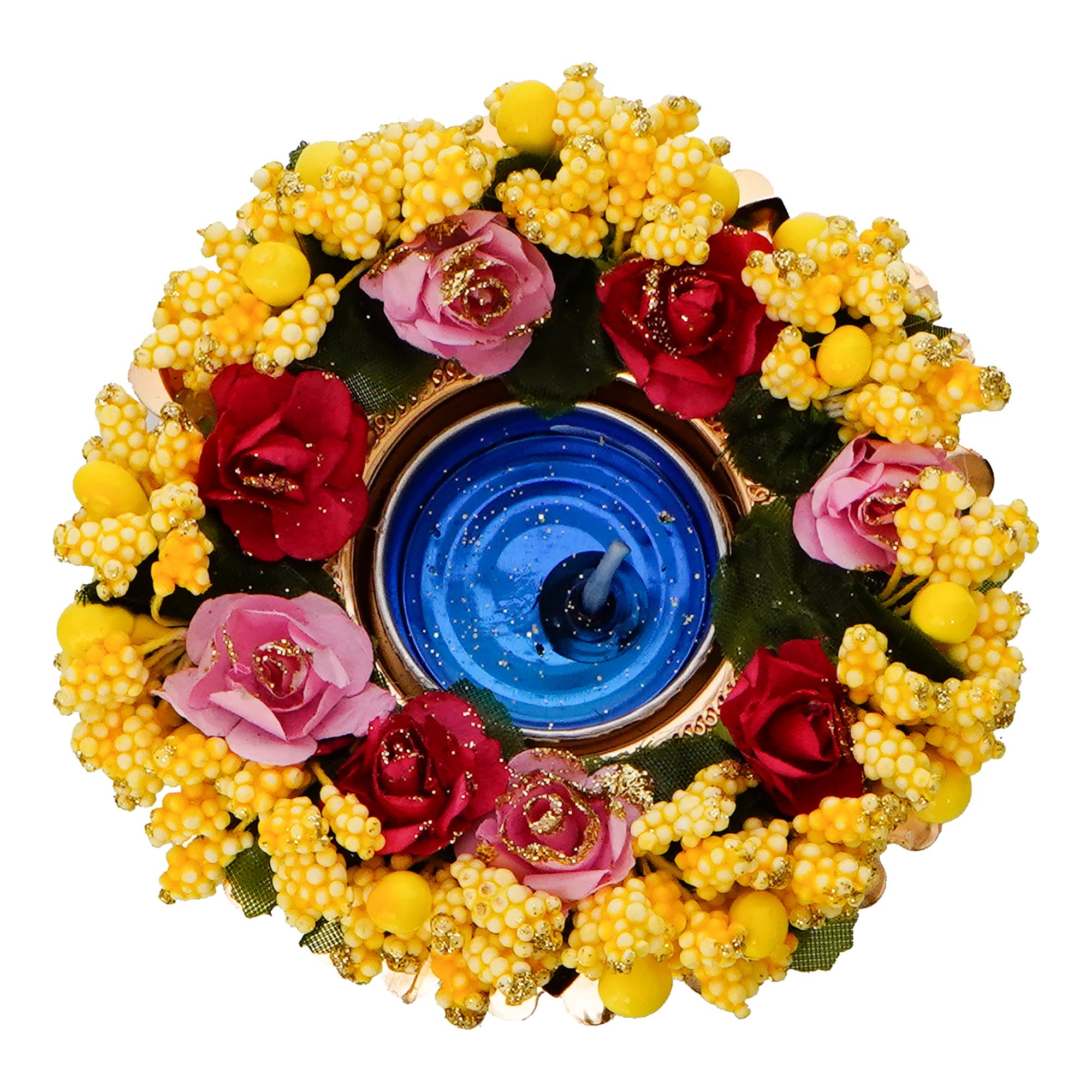 Decorative Handcrafted Yellow Floral Tea Light Holder Kafalo