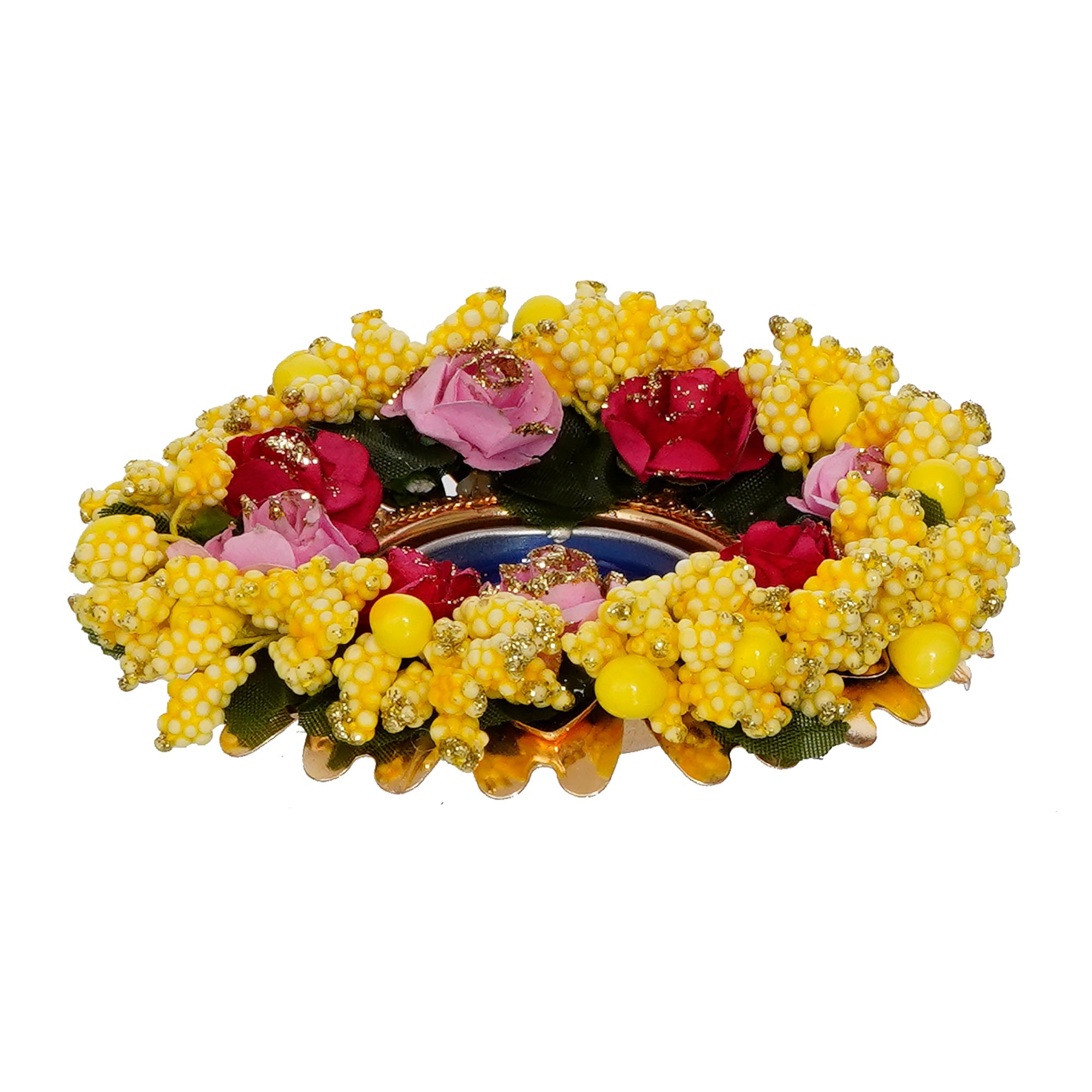 Decorative Handcrafted Yellow Floral Tea Light Holder Kafalo