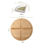 Sage Scape Sectioned Platter With Wooden Tray Set Of 5 Nestasia
