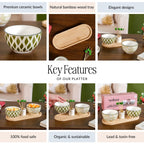 Sage Scape Bowl Tray And Toothpick Holder Set Of 5 Nestasia