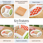 Flower Power Ceramic Section Plate With Toothpick Set 23cm Nestasia