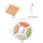 Flower Power Ceramic Section Plate With Toothpick Set 23cm Nestasia