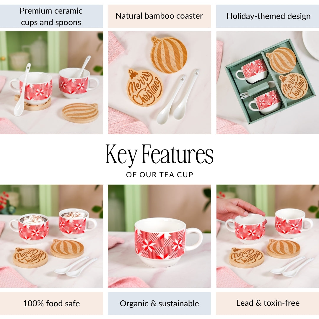 Hot Chocolate Cup Spoon And Coaster Gift Set Of 6 Nestasia