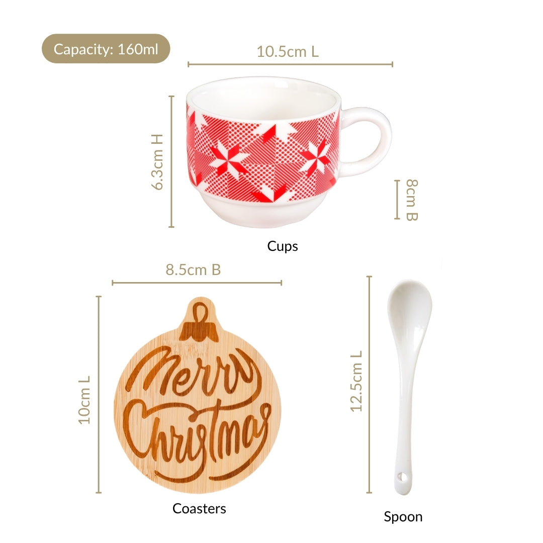 Hot Chocolate Cup Spoon And Coaster Gift Set Of 6 Nestasia