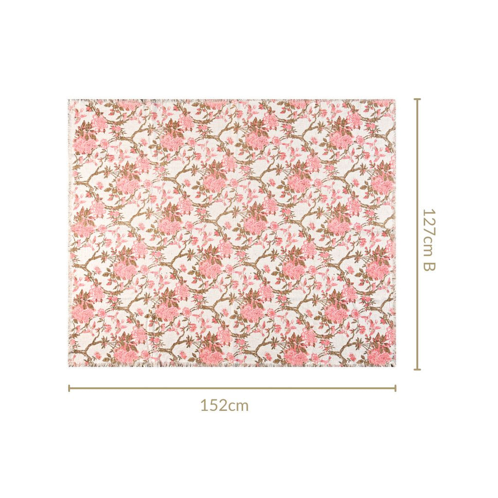 Blush Chinoiserie Cotton Throw 152x127cm Nestasia