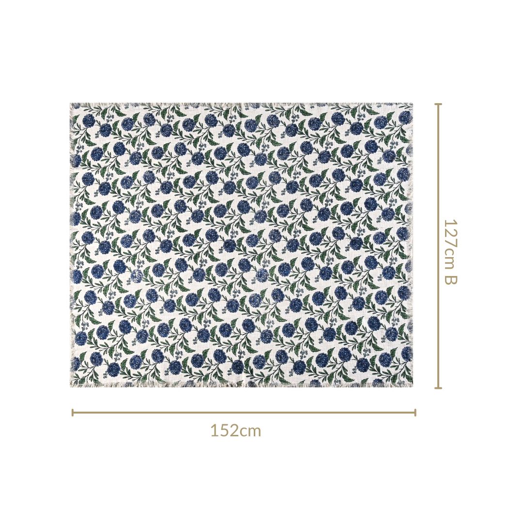 Hydrangea Grace Cotton Couch Throw 152x127cm Nestasia