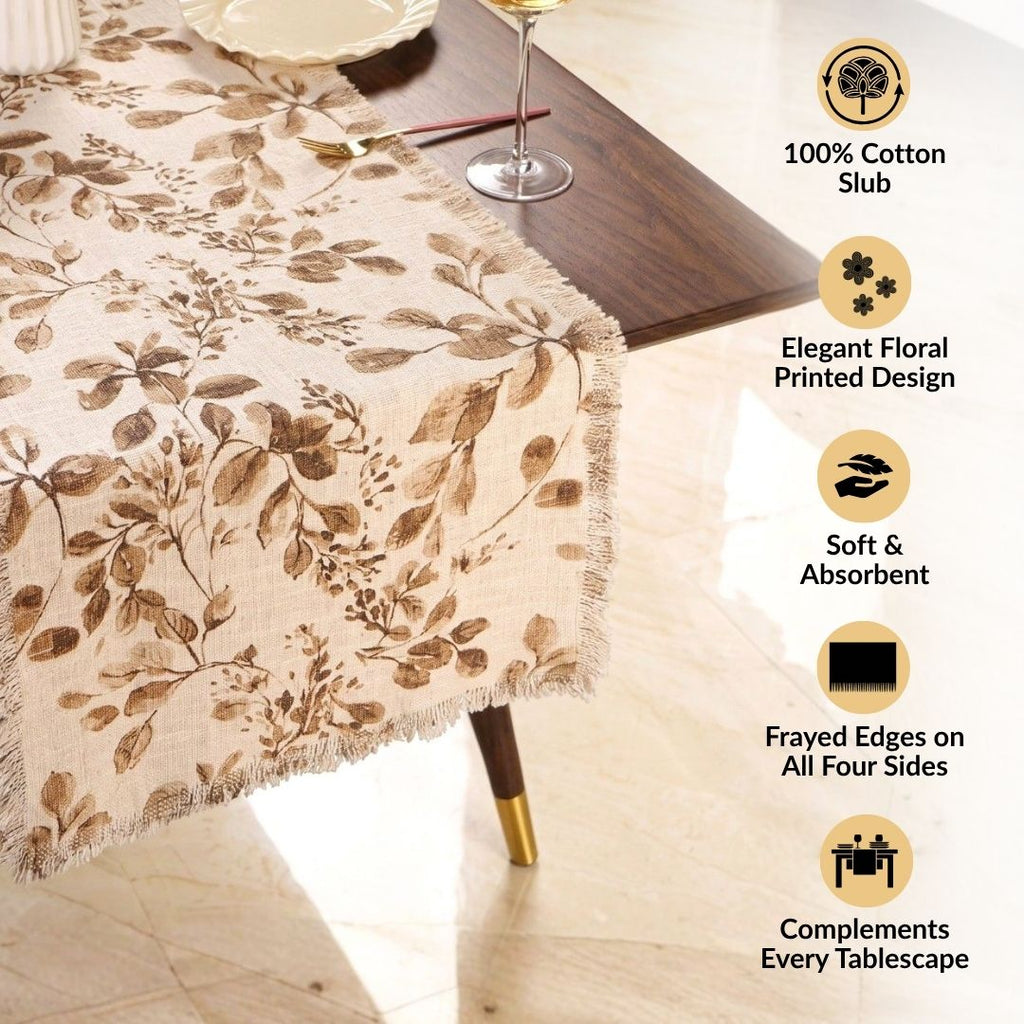 Rustic Foliage Cotton Table Runner 182x40cm Nestasia