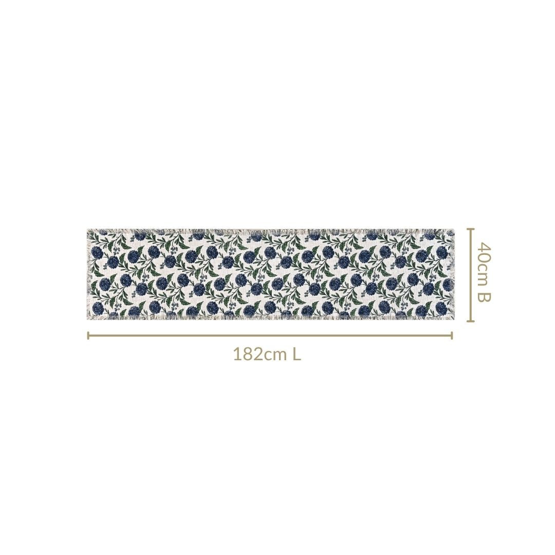 Hydrangea Grace Cotton Table Runner 182x40cm Nestasia