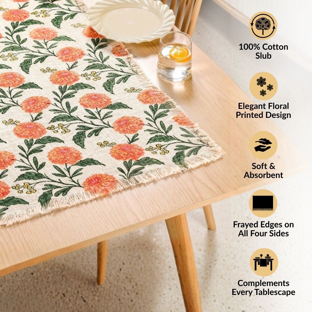 Marigold Bloom Cotton Table Runner 182x40cm Nestasia