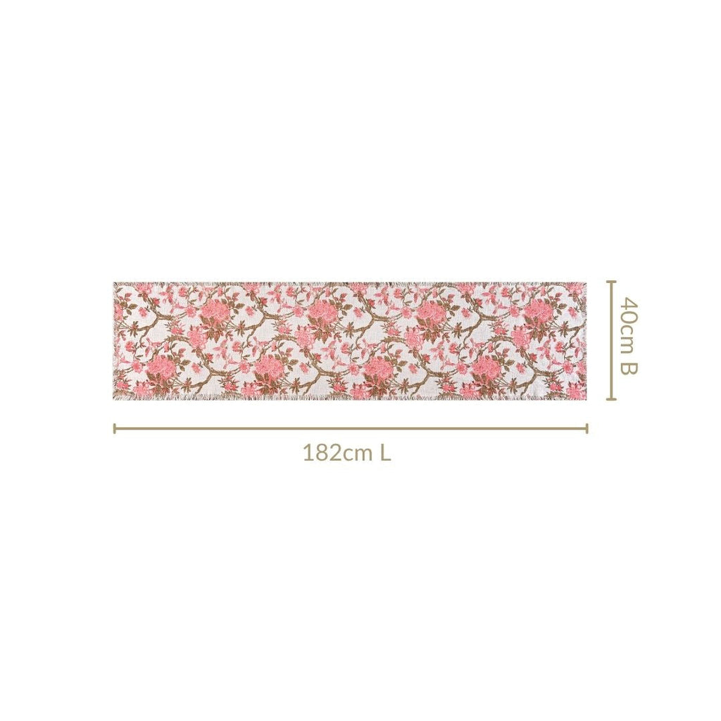 Blush Chinoiserie Dining Table Runner 182x40cm Nestasia