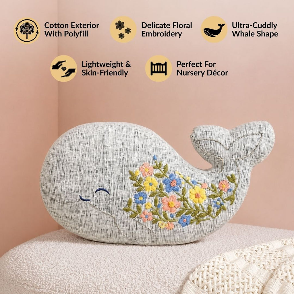 Whale Plush Sofa Cushion 50x27cm Nestasia
