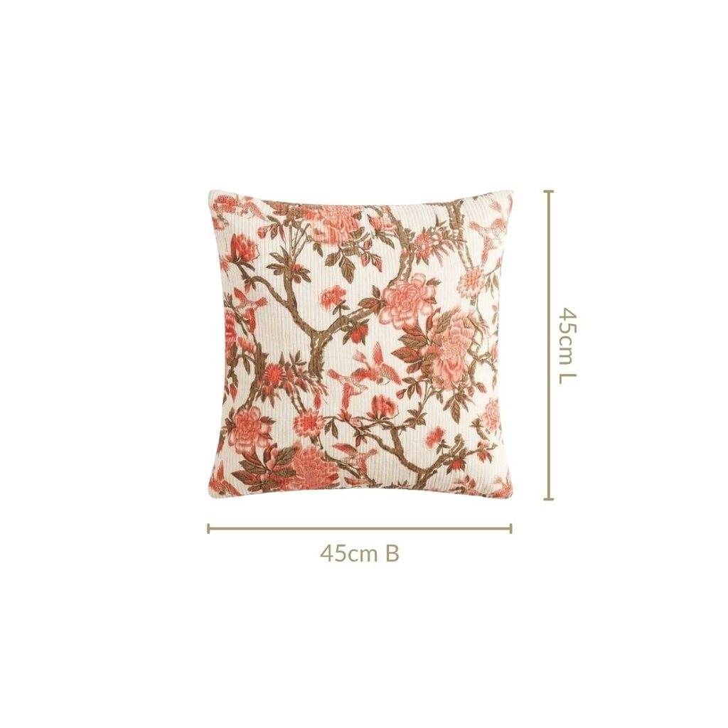 Blush Chinoiserie Cotton Embroidered Cushion Cover 45x45cm Nestasia