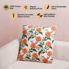 Marigold Bloom Embroidered Cotton Cushion Cover 45x45cm Nestasia