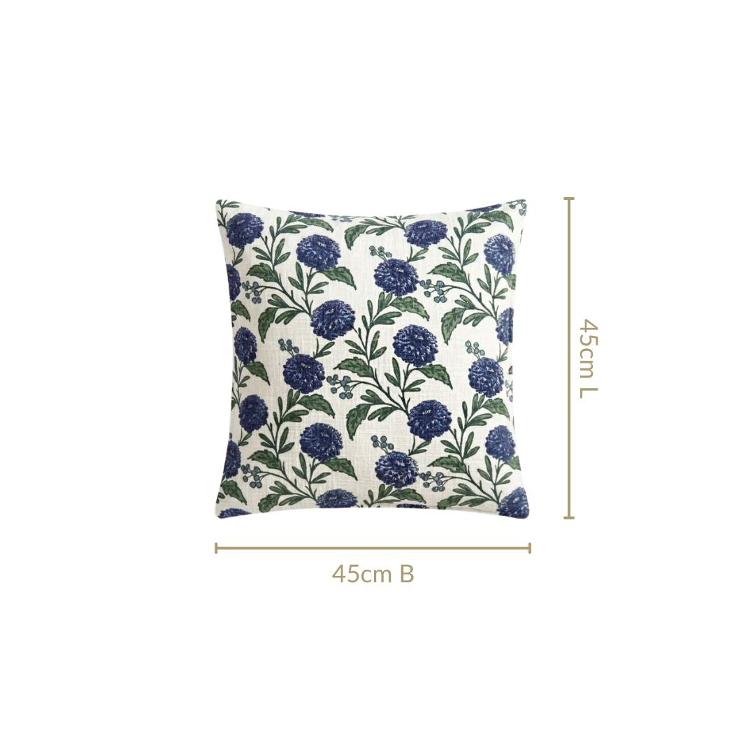 Hydrangea Grace Cotton Embroidered Cushion Cover 45x45cm Nestasia