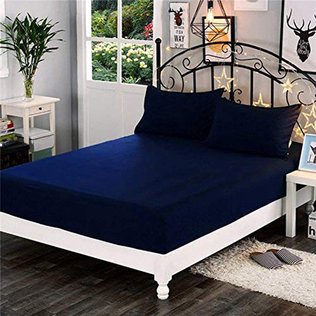 100% Waterproof Terry Cotton Fitted Mattress Protector for King Size Bed (78 x 72 Inch, Blue) Kafalo