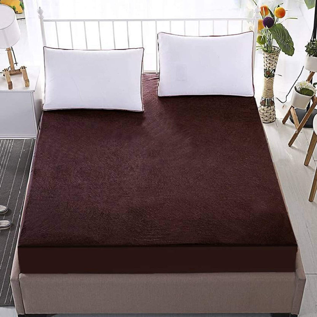 100% Waterproof Terry Cotton Fitted Mattress Protector for King Size Bed (78 x 72 Inch, Brown) Kafalo
