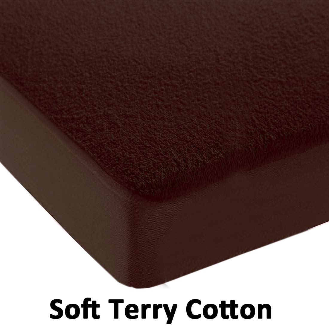 100% Waterproof Terry Cotton Fitted Mattress Protector for King Size Bed (78 x 72 Inch, Brown) Kafalo