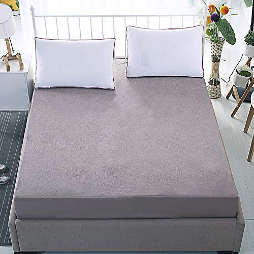 100% Waterproof Terry Cotton Fitted Mattress Protector for King Size Bed (78 x 72 Inch, Grey) Kafalo