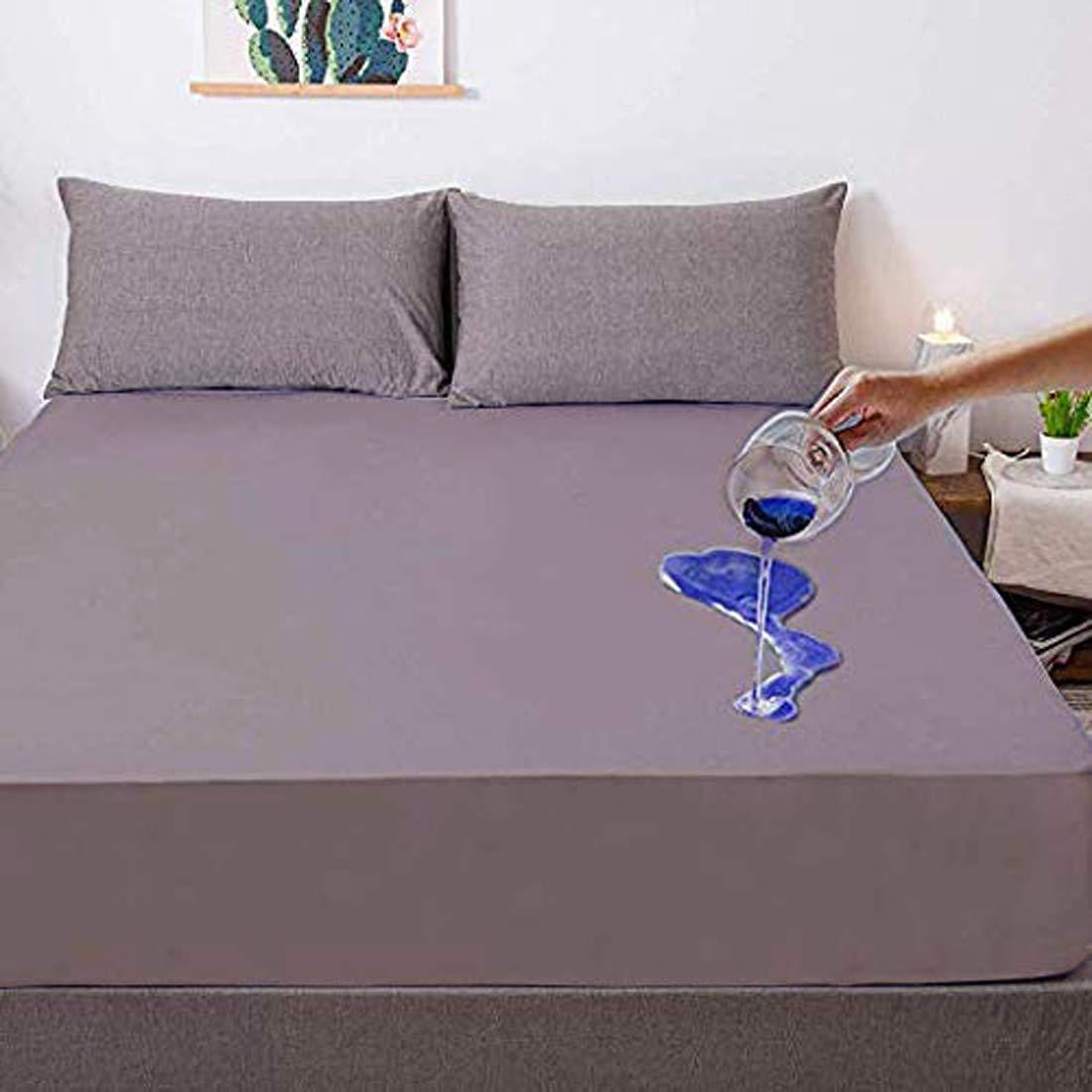100% Waterproof Terry Cotton Fitted Mattress Protector for King Size Bed (78 x 72 Inch, Grey) Kafalo