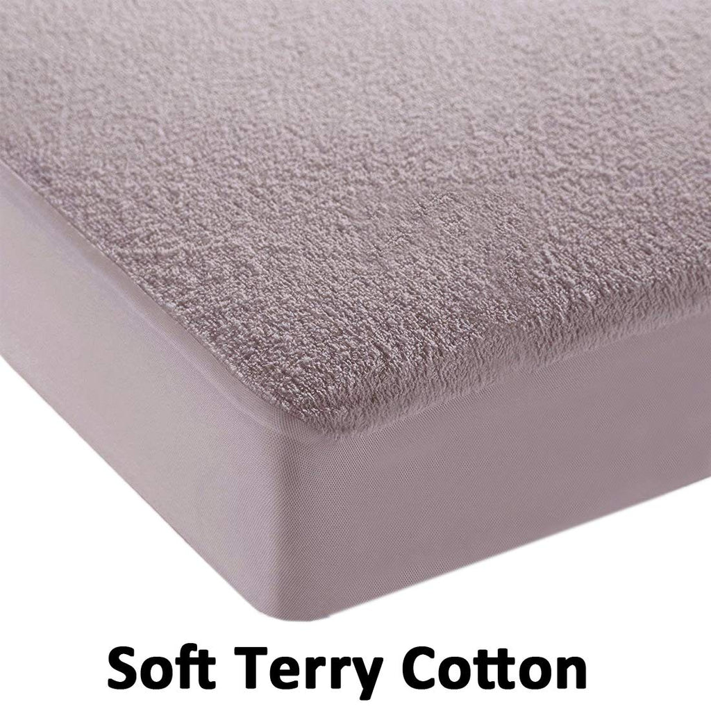 100% Waterproof Terry Cotton Fitted Mattress Protector for King Size Bed (78 x 72 Inch, Grey) Kafalo