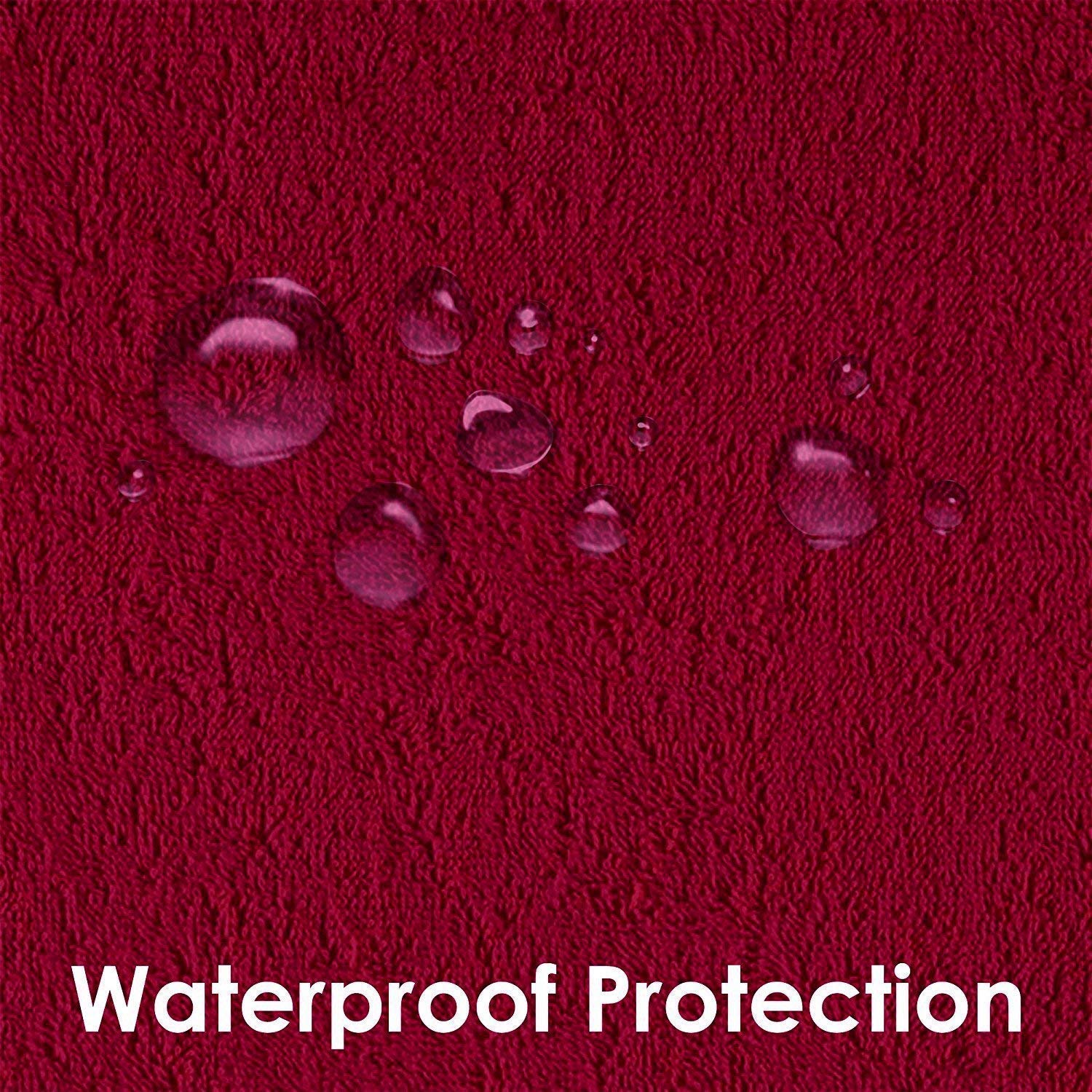 100% Waterproof Terry Cotton Fitted Mattress Protector for King Size Bed (78 x 72 Inch, Maroon) Kafalo