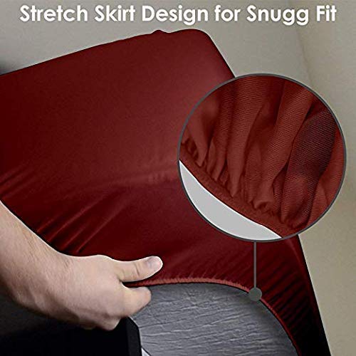 100% Waterproof Terry Cotton Fitted Mattress Protector for King Size Bed (78 x 72 Inch, Maroon) Kafalo