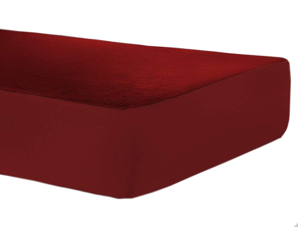 100% Waterproof Terry Cotton Fitted Mattress Protector for King Size Bed (78 x 72 Inch, Maroon) Kafalo