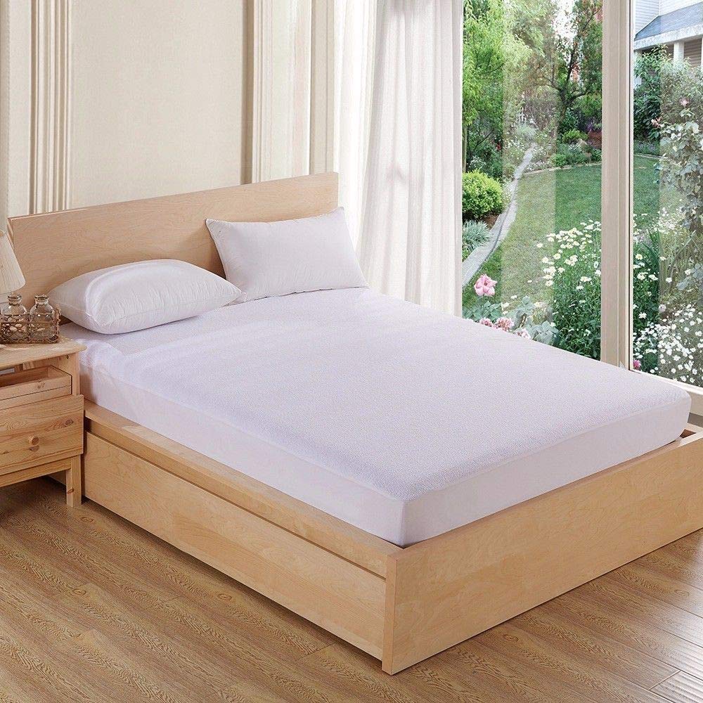 100% Waterproof Terry Cotton Fitted Mattress Protector for King Size Bed (78 x 72 Inch, White) Kafalo