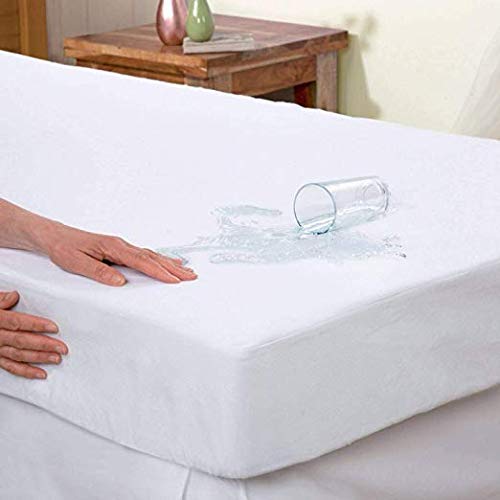 100% Waterproof Terry Cotton Fitted Mattress Protector for King Size Bed (78 x 72 Inch, White) Kafalo