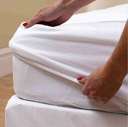 100% Waterproof Terry Cotton Fitted Mattress Protector for King Size Bed (78 x 72 Inch, White) Kafalo