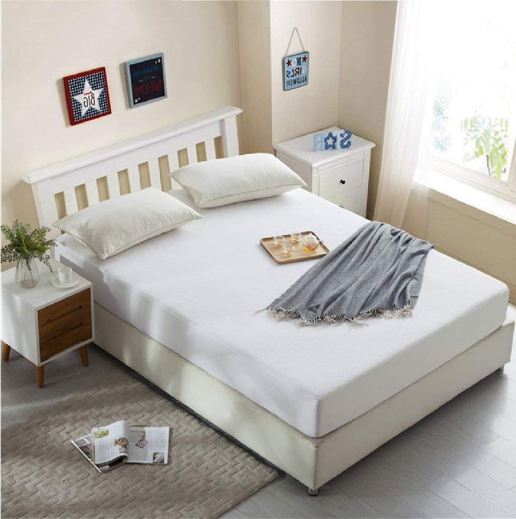 100% Waterproof Terry Cotton Fitted Mattress Protector for King Size Bed (78 x 72 Inch, White) Kafalo